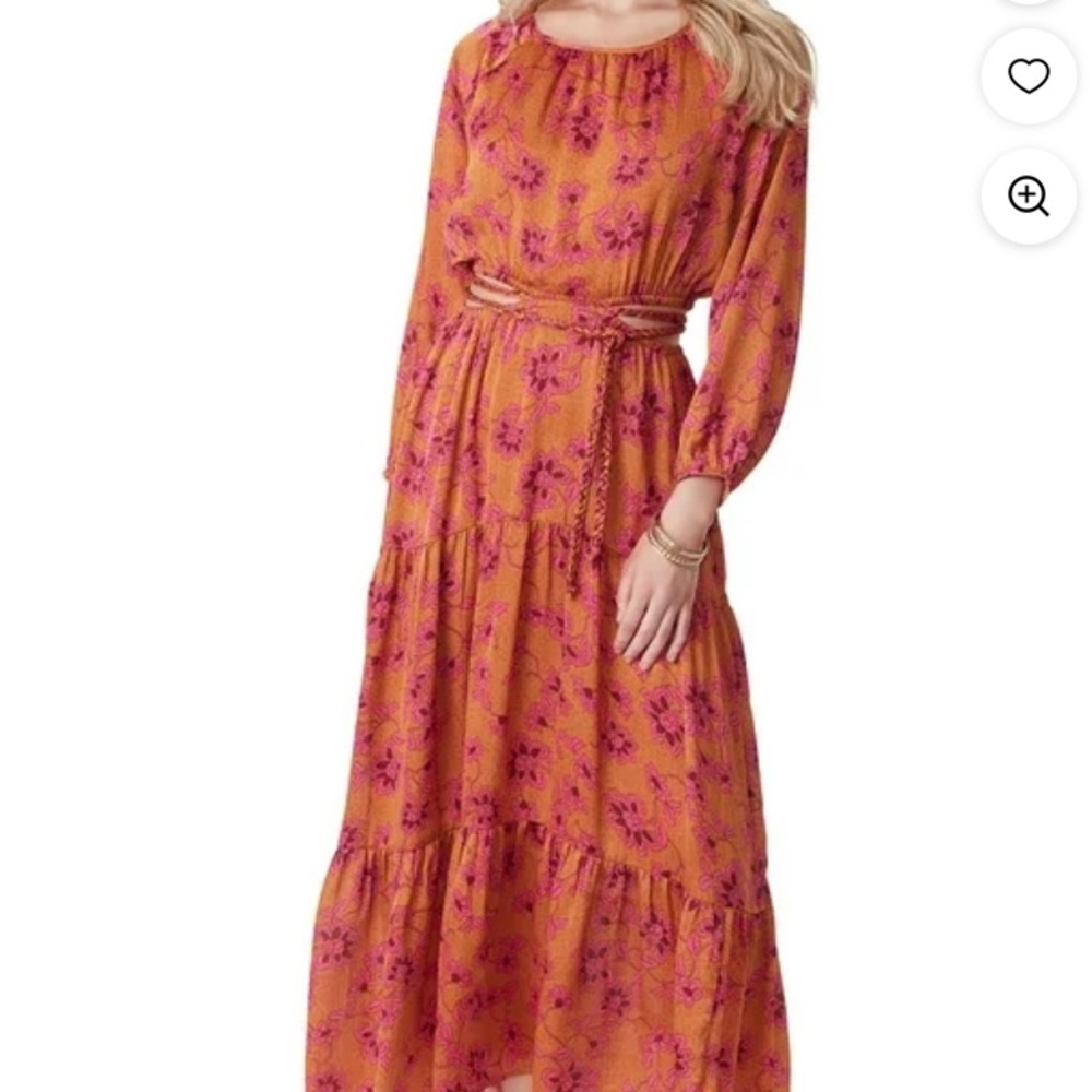 Jessica Simpson Orange and Pink Floral Maxi Dress